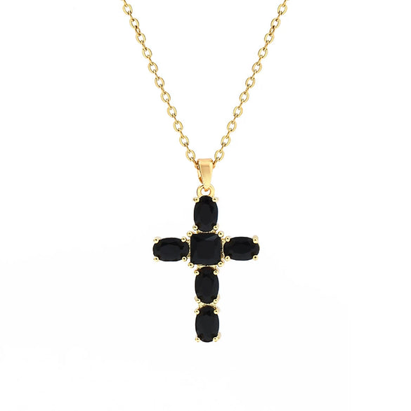 Wholesale Titanium Steel Cross Ochain Necklace For Women With Inlaid Zircon And Geometric Design