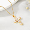 Wholesale Titanium Steel Cross Ochain Necklace For Women With Inlaid Zircon And Geometric Design
