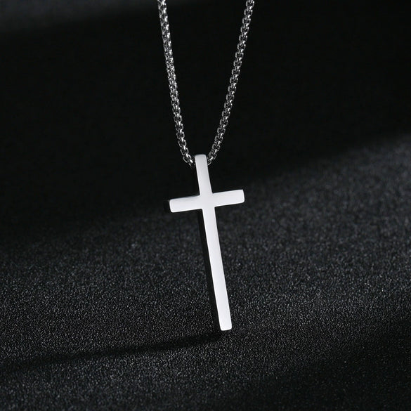 Wholesale Titanium Steel Cross Pendant Jewelry With Pearl Chain And Electroplating Treatment