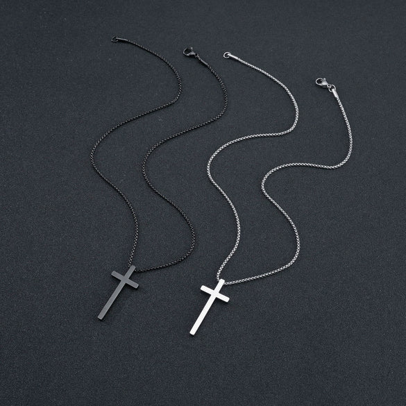 Wholesale Titanium Steel Cross Pendant Jewelry With Pearl Chain And Electroplating Treatment