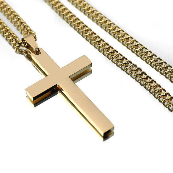 Wholesale Titanium Steel Cross Pendant Necklace For Men And Women With Electroplating