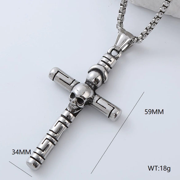 Wholesale Titanium Steel Cross Pendant Necklace Geometric Punk Hiphop Style With Polishing
