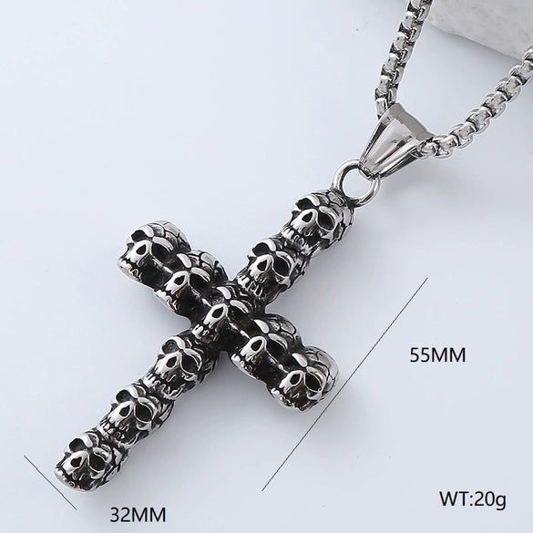 Wholesale Titanium Steel Cross Pendant Necklace Geometric Punk Hiphop Style With Polishing