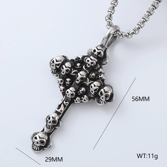 Wholesale Titanium Steel Cross Pendant Necklace Geometric Punk Hiphop Style With Polishing