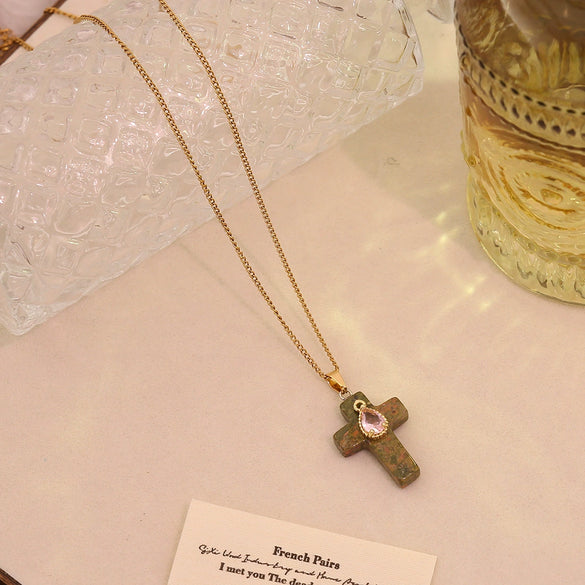 Wholesale Titanium Steel Cross Pendant Necklace Trendy Jewelry In Ins Style