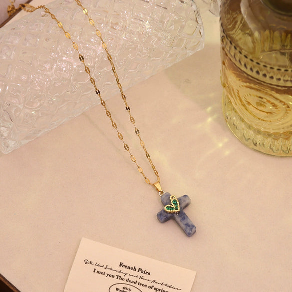 Wholesale Titanium Steel Cross Pendant Necklace Trendy Jewelry In Ins Style