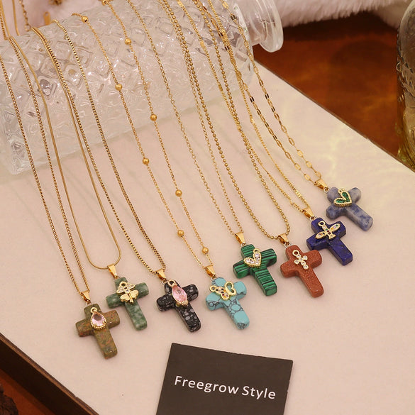 Wholesale Titanium Steel Cross Pendant Necklace Trendy Jewelry In Ins Style