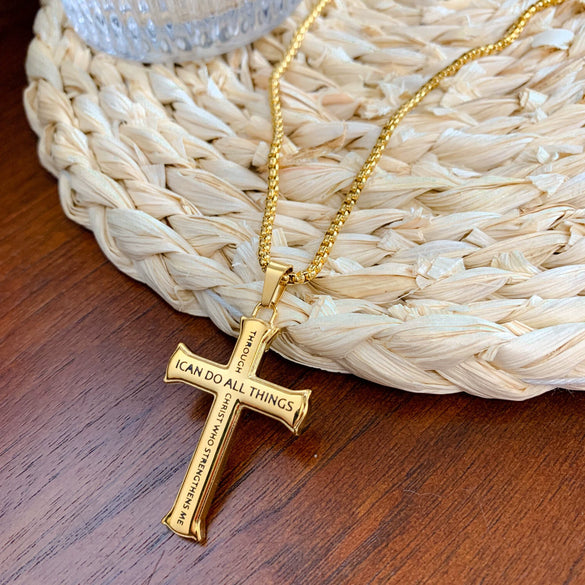 Wholesale Titanium Steel Cross Pendant Necklace With Geometric Pattern And Electroplating For Men Hiphop Style