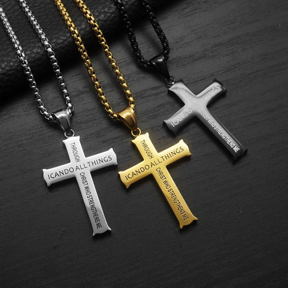 Wholesale Titanium Steel Cross Pendant Necklace With Geometric Pattern And Electroplating For Men Hiphop Style