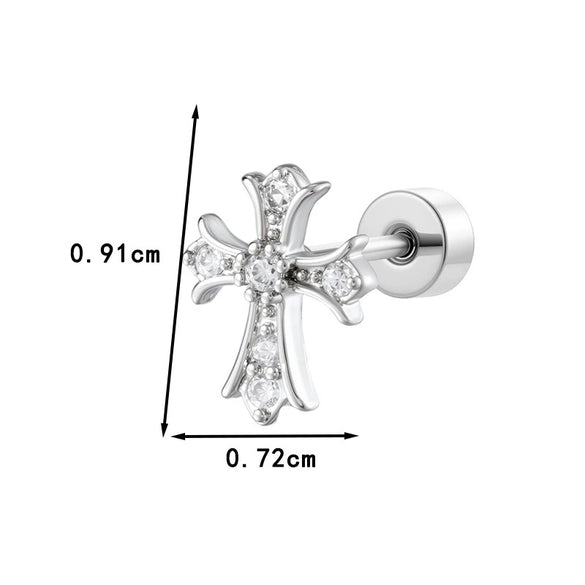 Wholesale Titanium Steel Cross Zircon Set Earrings For Unisex