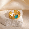 Wholesale Titanium Steel Crown Heart Shape Ring With 18K Gold Plating For Women