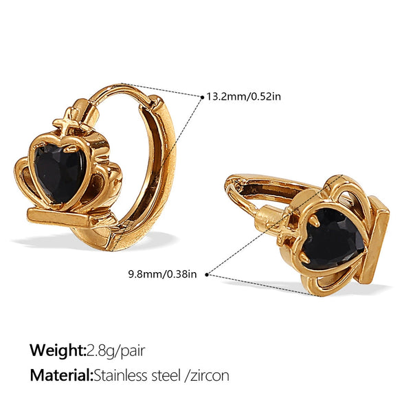 Wholesale 316L Stainless Steel Crown Love Earrings 18K Gold Plated Fashion Style