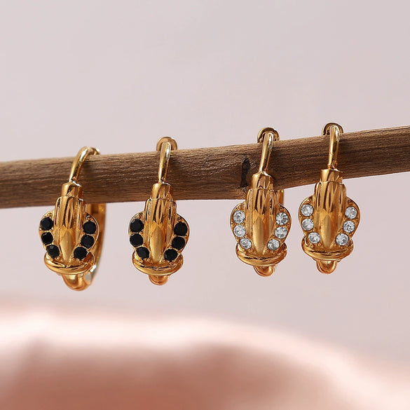 Wholesale 316L Stainless Steel Crown Love Earrings 18K Gold Plated Fashion Style