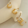 Wholesale 316L Stainless Steel Cshaped Earrings With 18K Gold Plated Retro And Elegant Personality Style