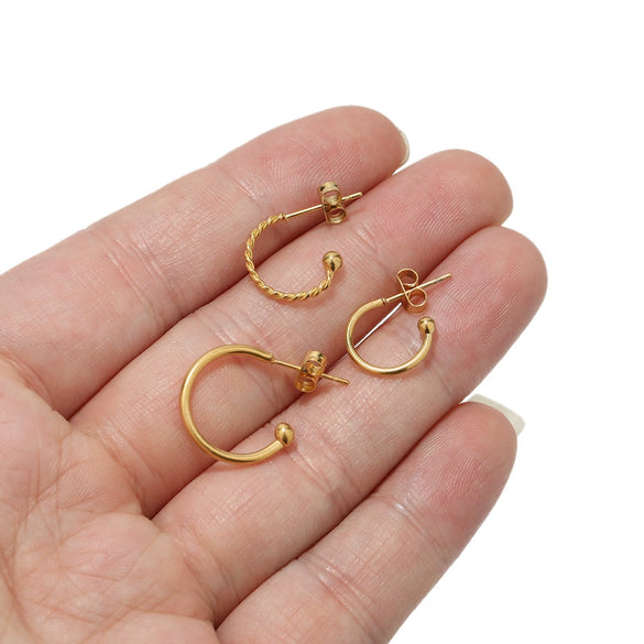 Wholesale Titanium Steel Cshaped Earrings With Styling Of Letters Numbers Text And Electroplating Design For Men