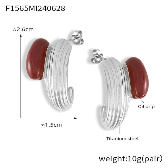 Wholesale Titanium Steel Cshaped Electroplated Geometric Personality Retro Style Earrings For Women