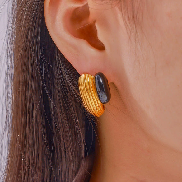 Wholesale Titanium Steel Cshaped Electroplated Geometric Personality Retro Style Earrings For Women
