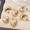 Wholesale 316L Stainless Steel Cshaped Fashion Low Sensitivity Earrings Inlaid With Zircon Electroplated For Women