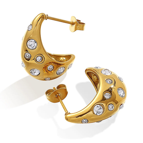 Wholesale 316L Stainless Steel Cshaped Fashion Low Sensitivity Earrings Inlaid With Zircon Electroplated For Women