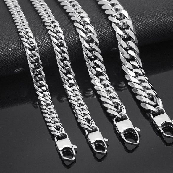 Wholesale Titanium Steel Cuban Chain Double Buckle Grinding Men's Necklace With Baking Paint Treatment And Letters Numbers Text Pattern