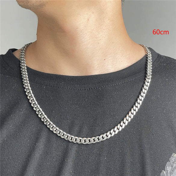 Wholesale Titanium Steel Cuban Chain Necklace For Men Geometric Drop Shape Polished Hiphop Street Style Accessories