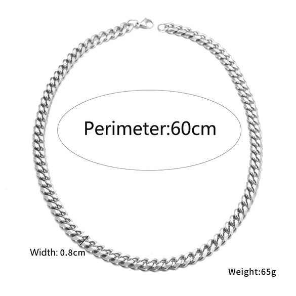 Wholesale Titanium Steel Cuban Chain Necklace For Men Geometric Drop Shape Polished Hiphop Street Style Accessories