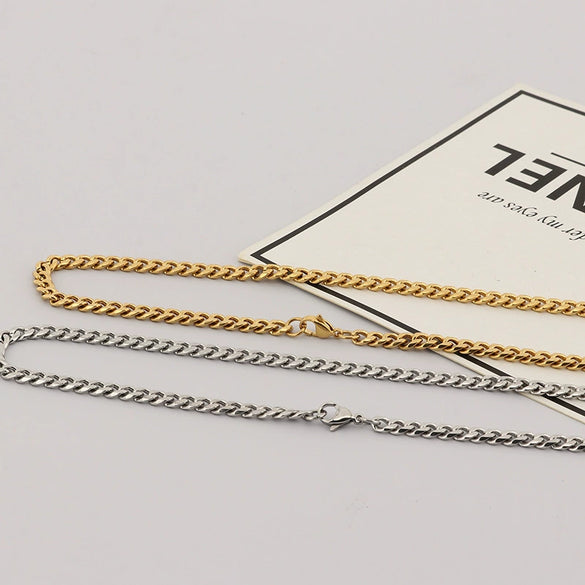 Wholesale Titanium Steel Cuban Chain Necklace Simple Geometric Handmade Unisex