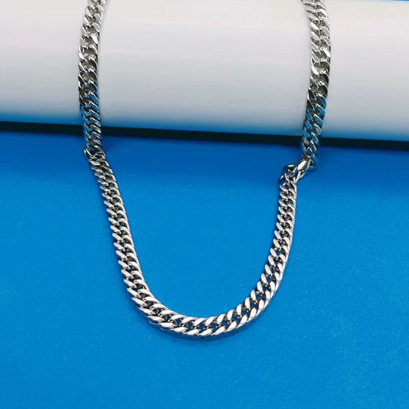 Wholesale Titanium Steel Cuban Hip Hop Geometric Punk Unisex Necklace With Electroplating And Snake Bone Chain