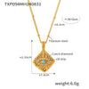 Wholesale Titanium Steel Czech Diamond Magic Eye Block Pendant Collarbone Necklace For Women Pvd Plated 18K Gold Fashion Style