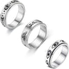 Wholesale Titanium Steel Decompression Rotating Star And Moon Ring With Geometric Style And Letters Numbers Text Pattern For Couple