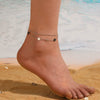 Wholesale Titanium Steel Double Layer Anklet With Multi Flower And Four Leaf Pattern Cartoon Style Electroplated