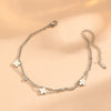 Wholesale Titanium Steel Double Layer Anklet With Multi Flower And Four Leaf Pattern Cartoon Style Electroplated