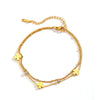 Wholesale Titanium Steel Double Layer Anklet With Multi Flower And Four Leaf Pattern Cartoon Style Electroplated