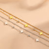 Wholesale Titanium Steel Double Layer Anklet With Multi Flower And Four Leaf Pattern Cartoon Style Electroplated
