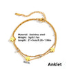 Wholesale Titanium Steel Double Layer Anklet With Multi Flower And Four Leaf Pattern Cartoon Style Electroplated