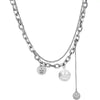 Wholesale Titanium Steel Double Layer Geometric Smile Necklace With Polishing For Unisex Fashion Hip Hop Accessories
