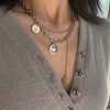 Wholesale Titanium Steel Double Layer Geometric Smile Necklace With Polishing For Unisex Fashion Hip Hop Accessories