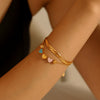 Wholesale 316L Stainless Steel Double Layer Love Shaped Necklace And Bracelet With Color Drop Oil Retro Niche Light Luxury Style Electroplated