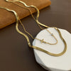 Wholesale Titanium Steel Double Layer Simple Cold Style Clavicle Chain With Geometric Cross And Zircon For Women