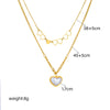 Wholesale Titanium Steel Double Layer Stacked Hollow Double Heart Necklace Electroplated For Women