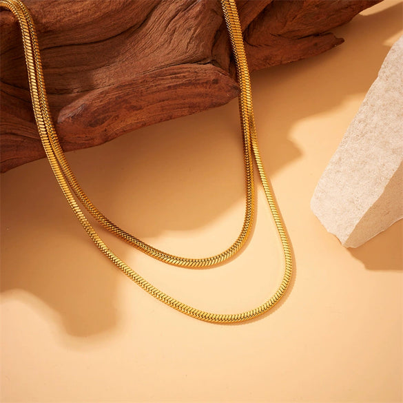 Wholesale Titanium Steel Double Layer Stacked Women's Necklace With Geometric Design And Electroplating Treatment