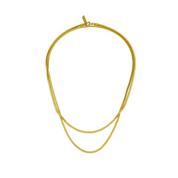 Wholesale Titanium Steel Double Layer Stacked Women's Necklace With Geometric Design And Electroplating Treatment
