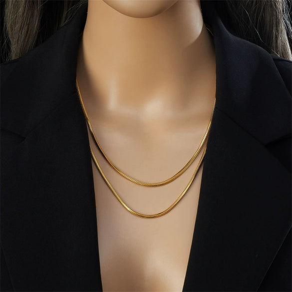 Wholesale Titanium Steel Double Layer Stacked Women's Necklace With Geometric Design And Electroplating Treatment