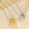 Wholesale Titanium Steel Double Ring Full Diamond Waist Necklace Clavicle Chain With Geometric Design And Gold Inlaid