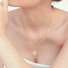 Wholesale Titanium Steel Doublelayer Clavicle Necklace For Women With Microinlaid Zircon Geometric Letter Number And Text Pattern Electroplated Fourleaf Flower Design