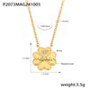 Wholesale Titanium Steel Doublelayer Clavicle Necklace For Women With Microinlaid Zircon Geometric Letter Number And Text Pattern Electroplated Fourleaf Flower Design
