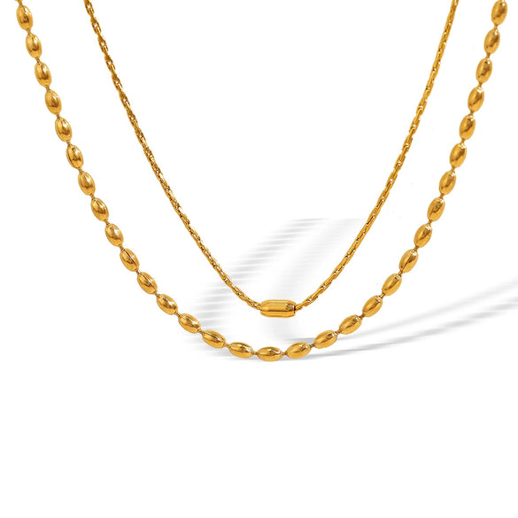 Wholesale 316L Stainless Steel Doublelayer Geometric Style Necklace For Women With Electroplating Treatment