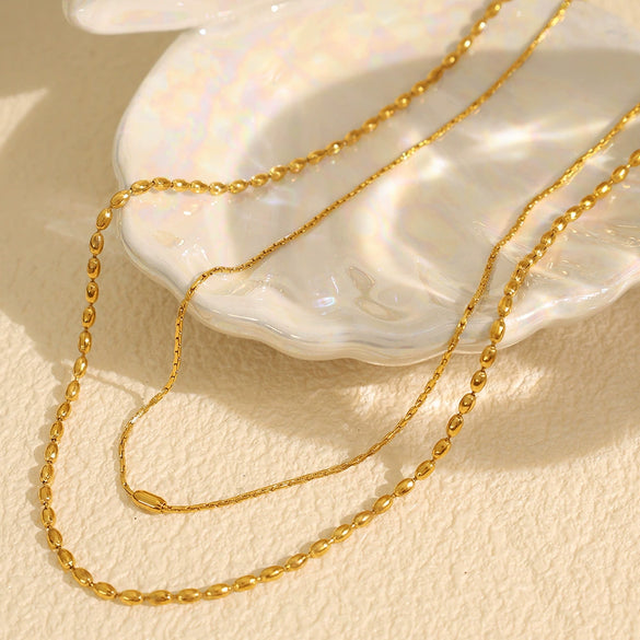 Wholesale 316L Stainless Steel Doublelayer Geometric Style Necklace For Women With Electroplating Treatment