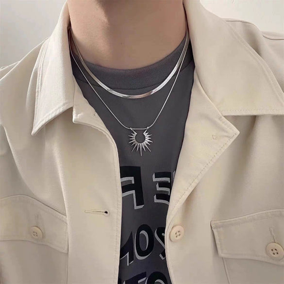Wholesale Titanium Steel Doublelayer Stacked Ushaped Colored Glaze Bone Chain Necklace For Women Neutral Style Polishing Process