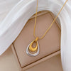 Wholesale Titanium Steel Doublelayer Water Drop Geometric Style Electroplated Unisex Necklace